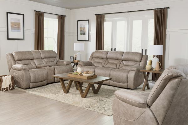 Bryer Fog Triple Power Reclining Console Loveseat 