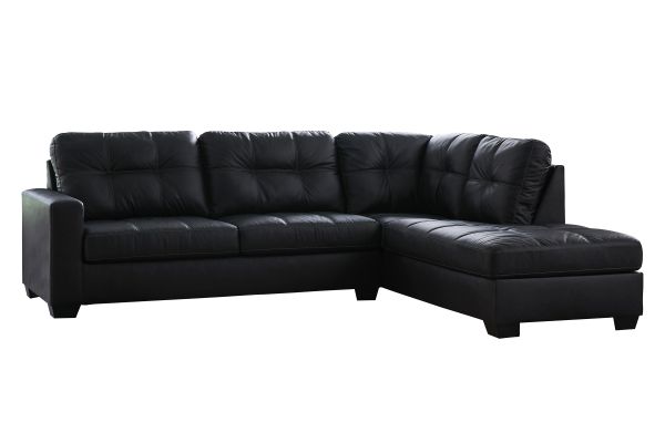 Henry Black 2-Piece Sectional with Right Arm Facing Chaise