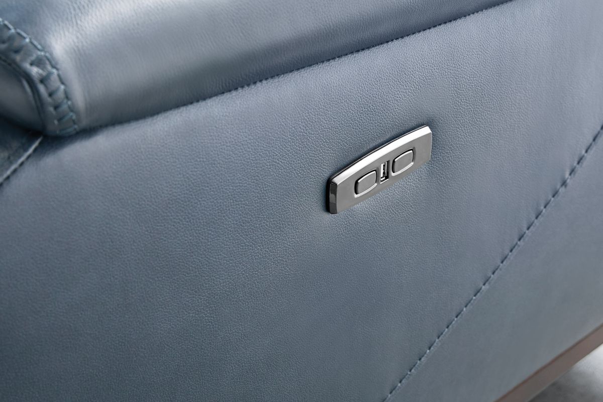 Marco Blue Dual Power Leather Reclining Sofa 15