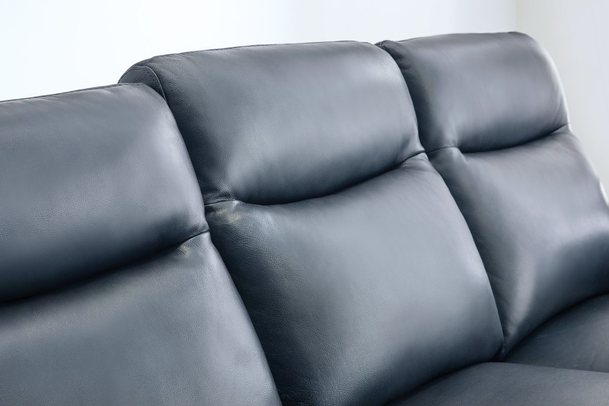 Marco Blue Dual Power Leather Reclining Sofa 16