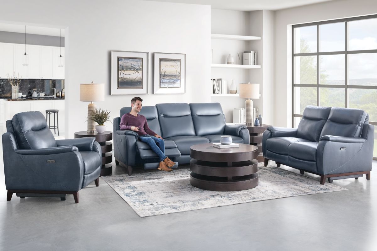 Marco Blue Dual Power Leather Recliner 10