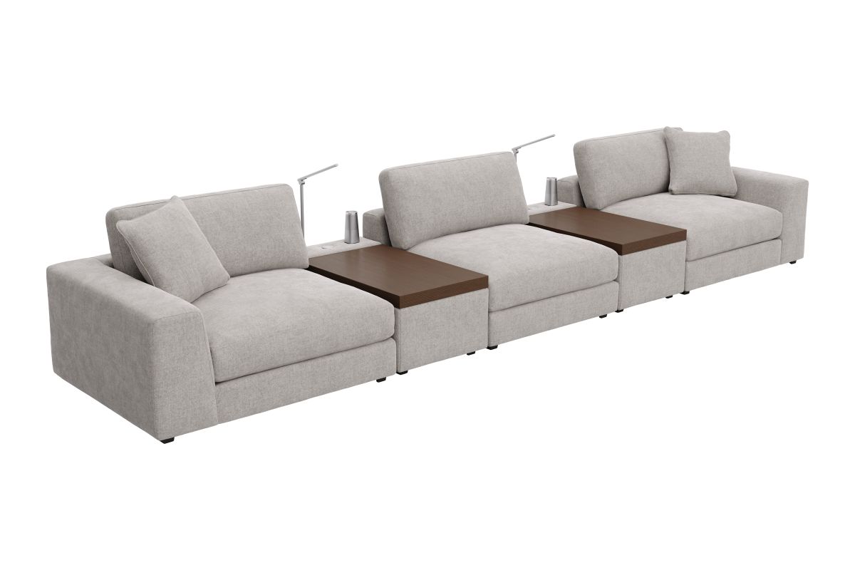 ModularThree Grey 5-Piece Theater Sectional with 2 Media Consoles 3