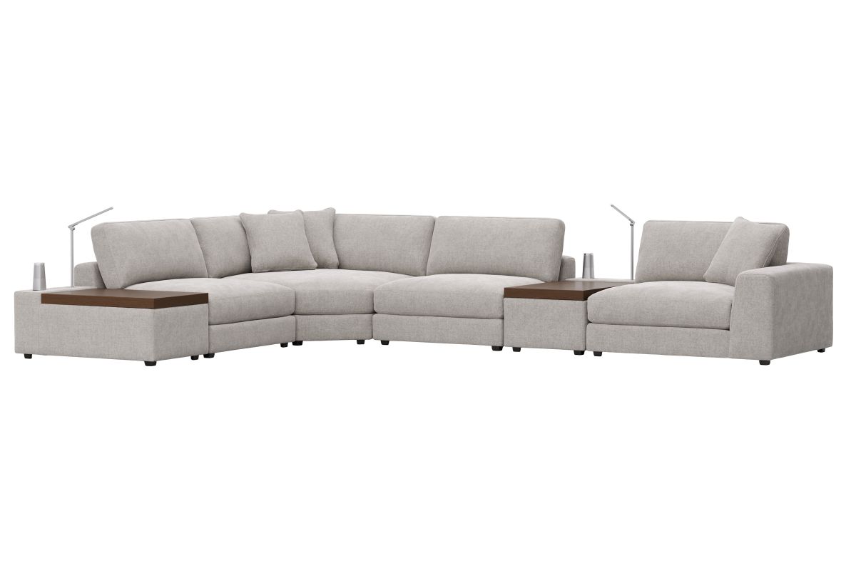 ModularThree Grey 6-Piece Sectional with Right Arm Facing Chair + 2 Media Consoles 3