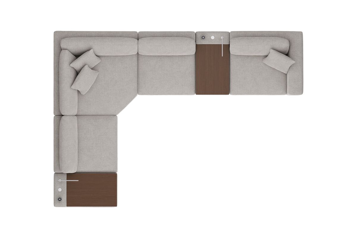 ModularThree Grey 6-Piece Sectional with Right Arm Facing Chair + 2 Media Consoles 7