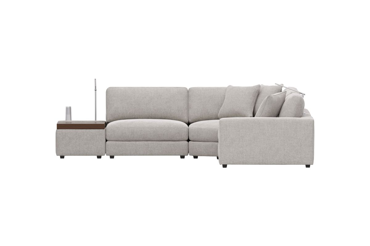 ModularThree Grey 6-Piece Sectional with Right Arm Facing Chair + 2 Media Consoles 4