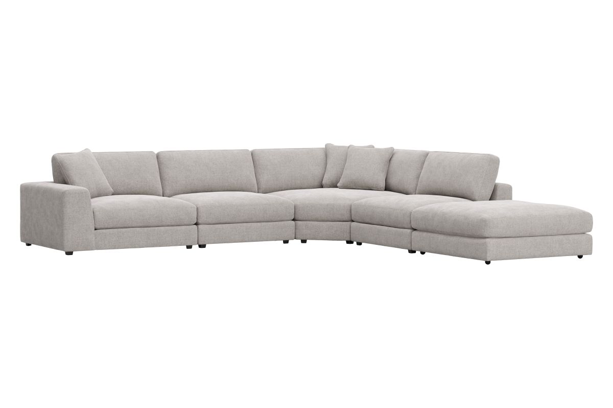 ModularThree Grey 5-Piece Sectional with Left Arm Facing Chair + Bump Ottoman 3