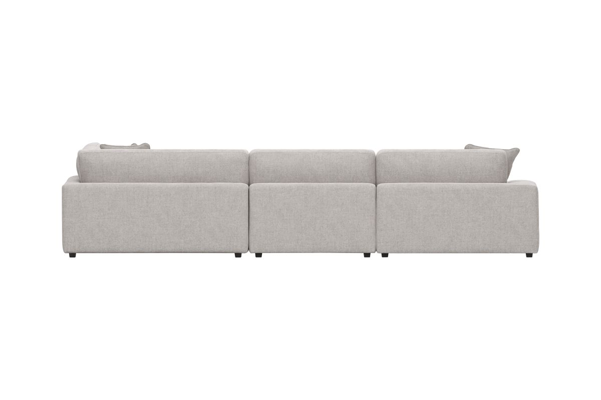 ModularThree Grey 5-Piece Sectional with Left Arm Facing Chair + Bump Ottoman 6