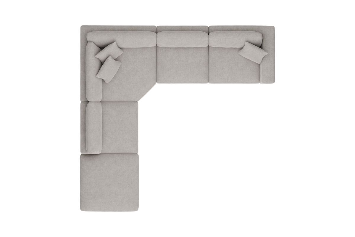 ModularThree Grey 5-Piece Sectional with Right Arm Facing Chair + Bump Ottoman 7