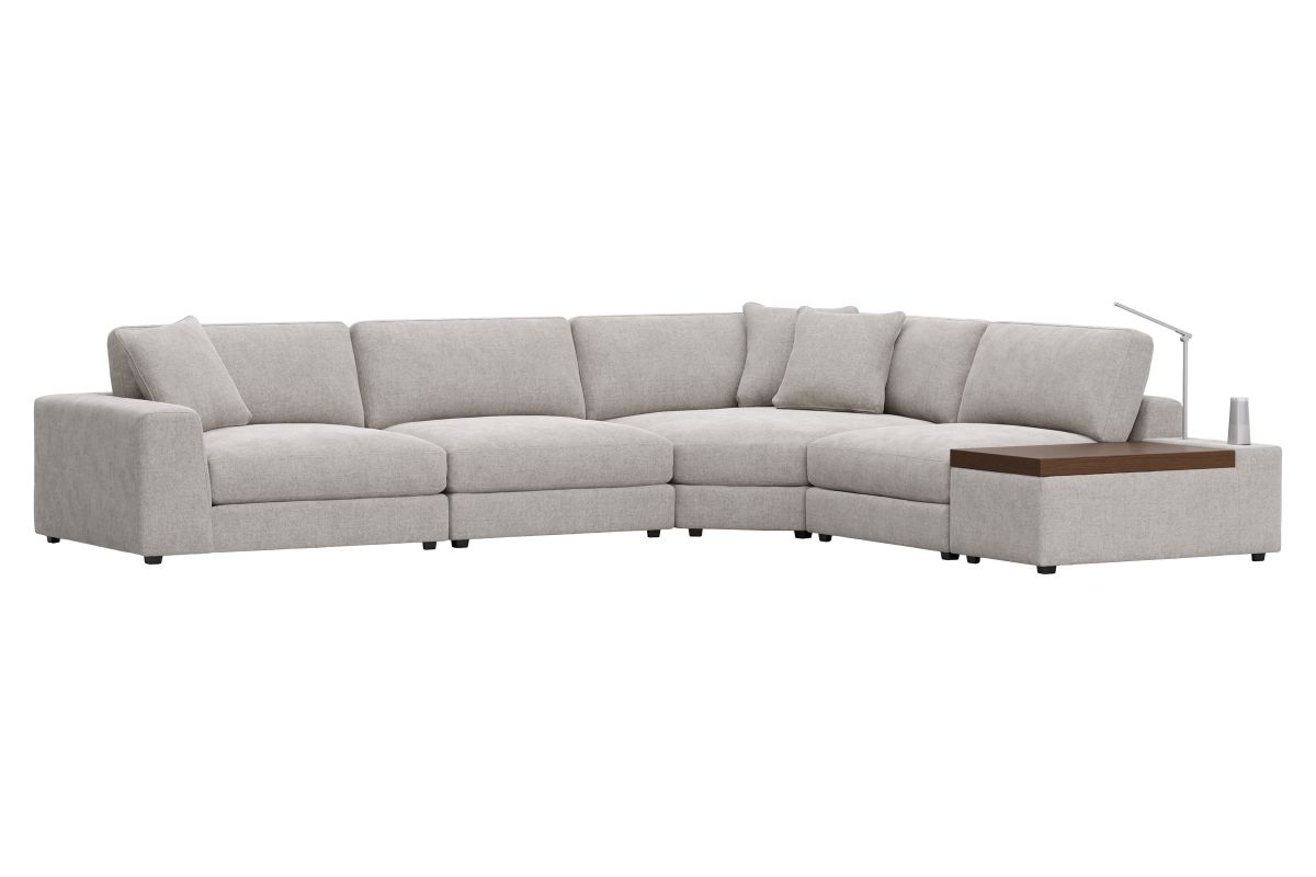 ModularThree Grey 5-Piece Sectional with Left Arm Facing Chair + Media Console 3