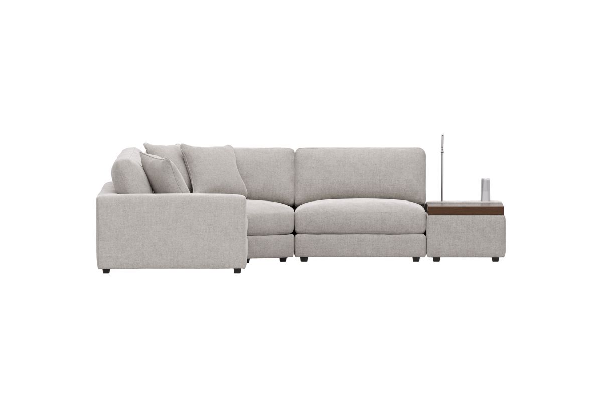 ModularThree Grey 5-Piece Sectional with Left Arm Facing Chair + Media Console 5