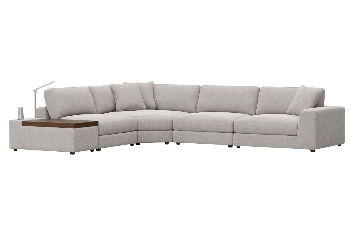 ModularThree Grey 5-Piece Sectional with Right Arm Facing Chair + Media Console 3