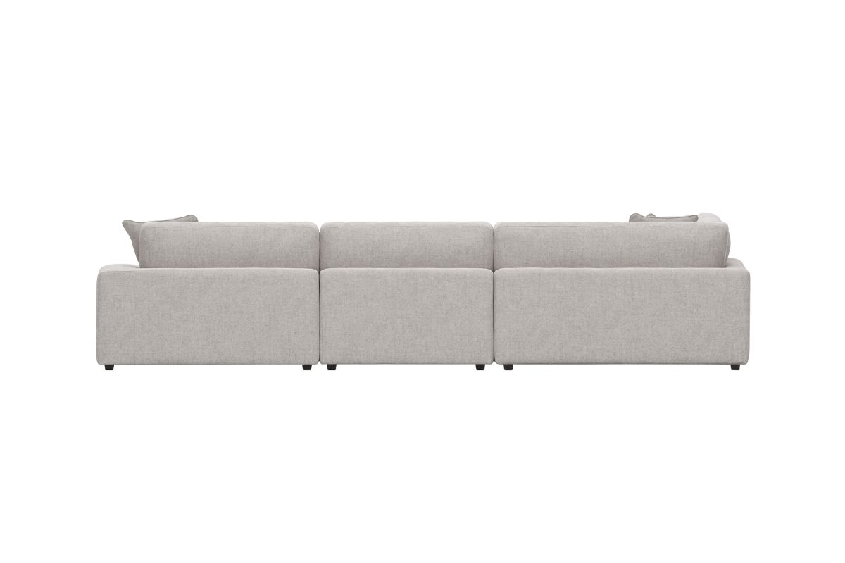 ModularThree Grey 5-Piece Sectional with Right Arm Facing Chair + Media Console 6