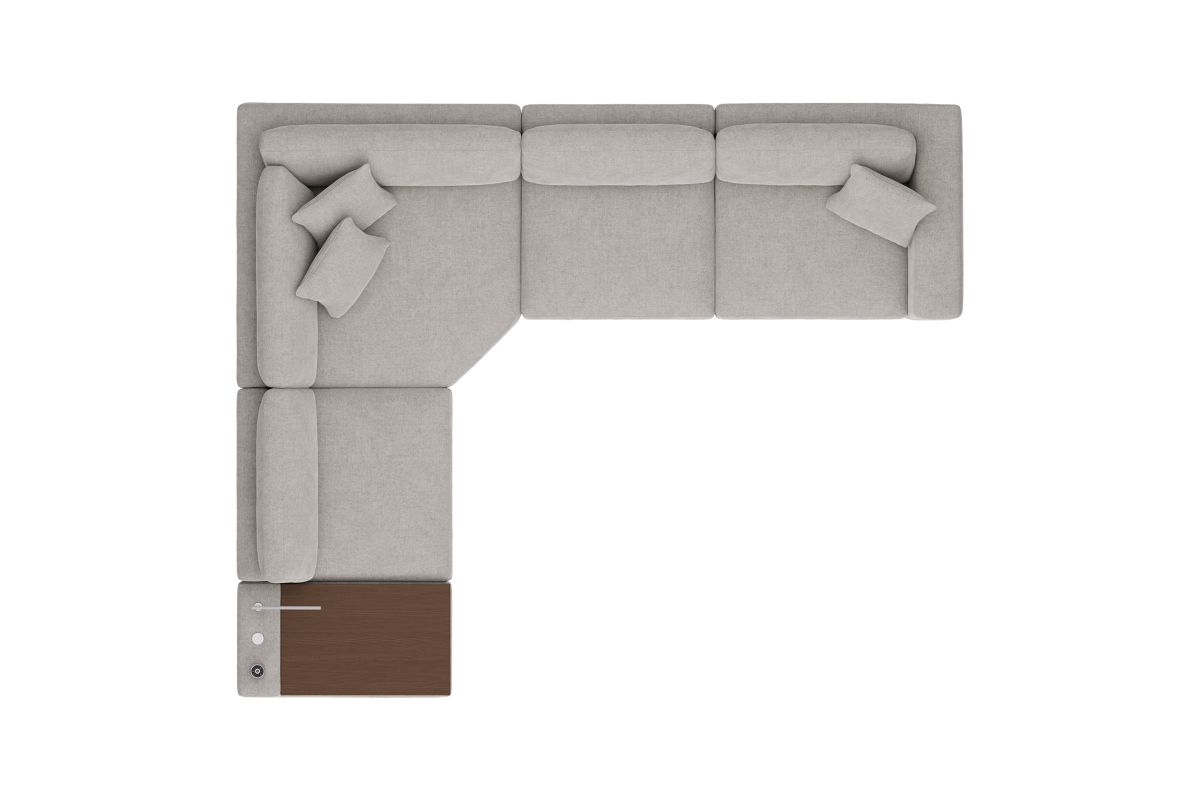 ModularThree Grey 5-Piece Sectional with Right Arm Facing Chair + Media Console 8