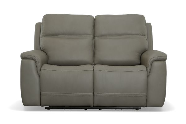 Stephen Grey Leather Triple Power Reclining Loveseat