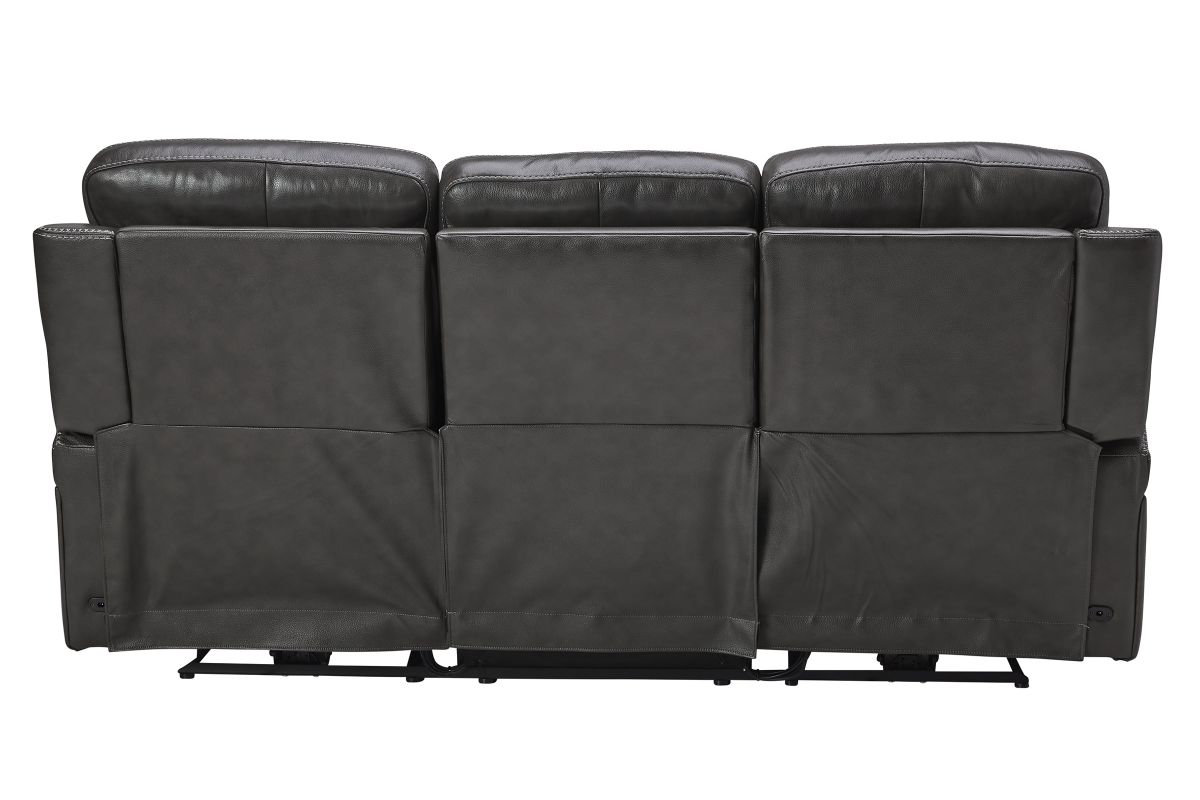 Maverick Steel Audio Triple Power Leather Reclining Sofa 21