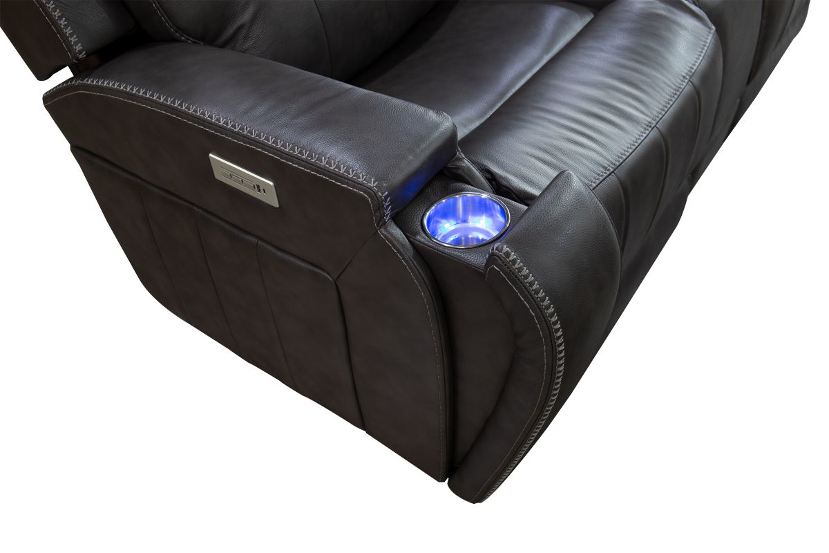 Maverick Steel Audio Triple Power Leather Reclining Console Loveseat 5