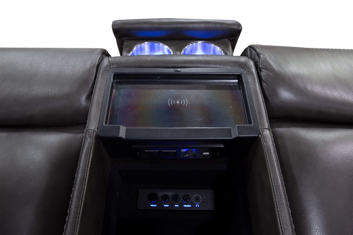 Maverick Steel Audio Triple Power Leather Reclining Console Loveseat 8