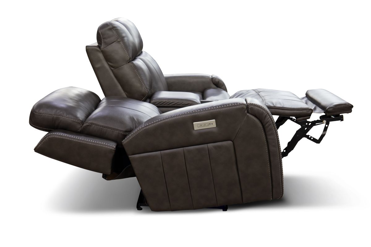 Maverick Steel Audio Triple Power Leather Reclining Console Loveseat 9