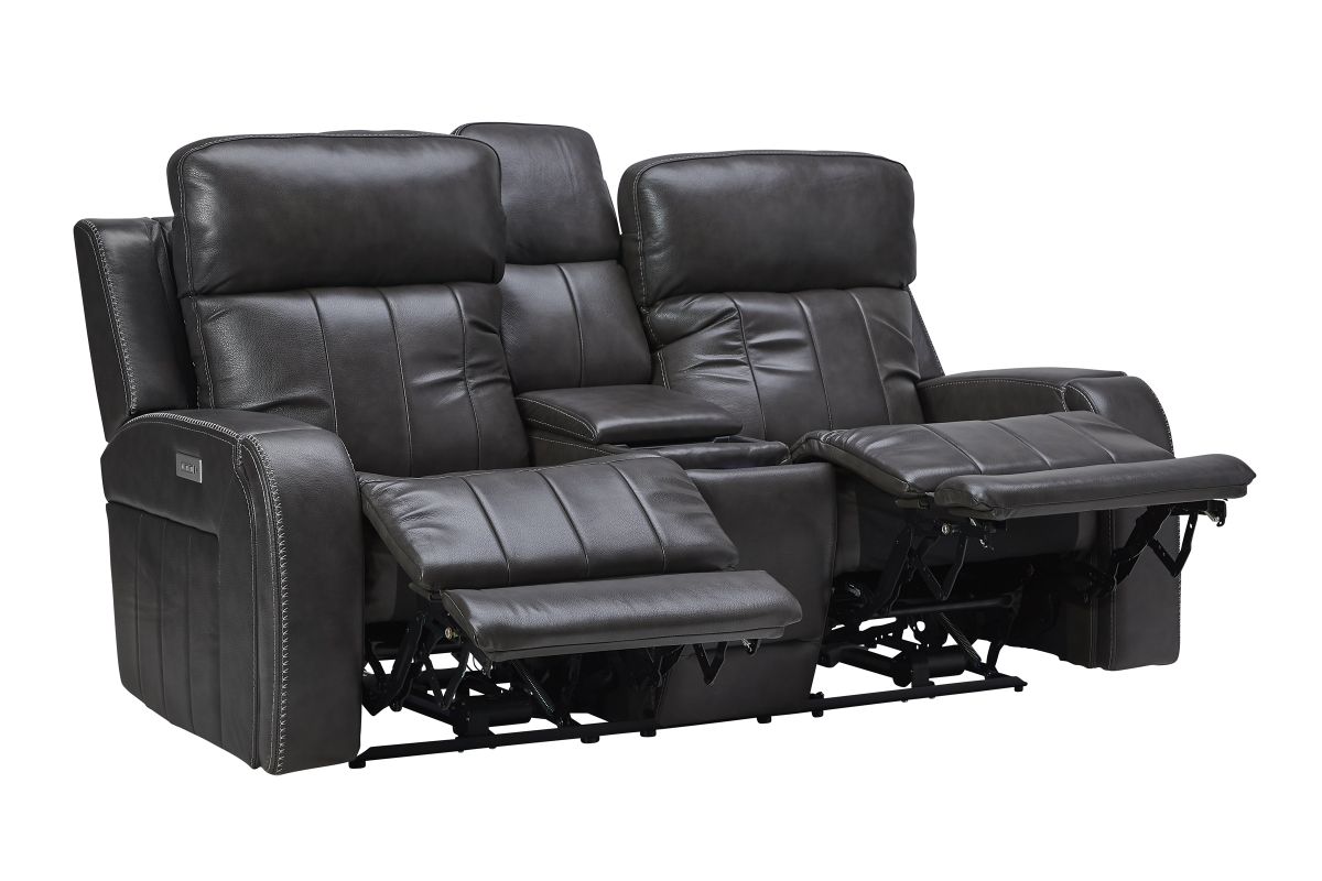 Maverick Steel Audio Triple Power Leather Reclining Console Loveseat 13