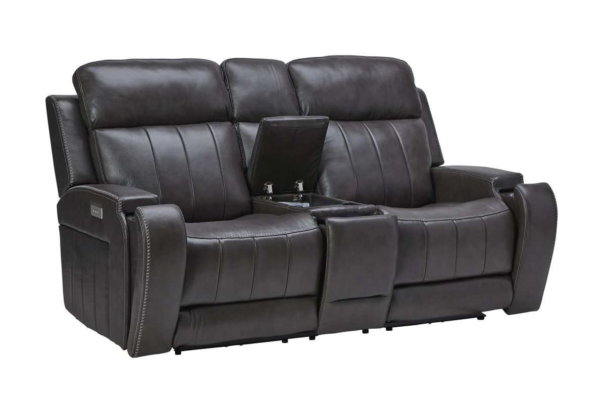 Maverick Steel Audio Triple Power Leather Reclining Console Loveseat 15