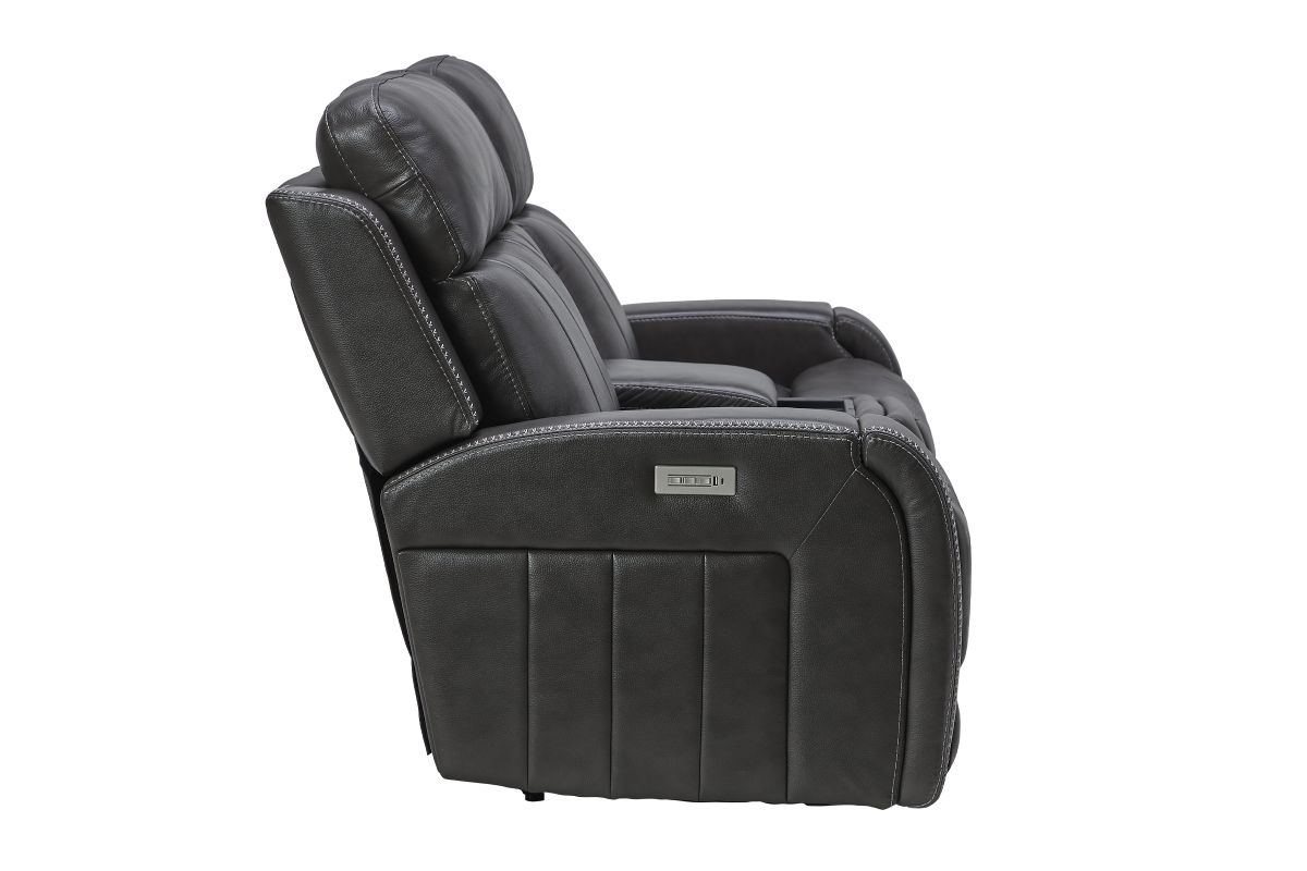 Maverick Steel Audio Triple Power Leather Reclining Console Loveseat 4