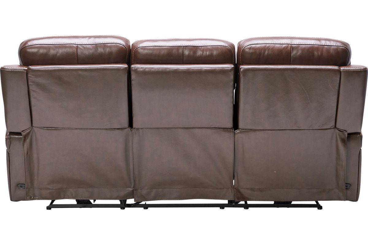 Maverick Brown Audio Triple Power Leather Reclining Sofa 10