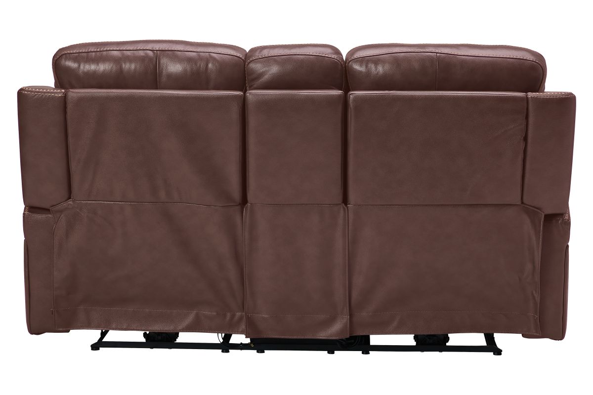 Maverick Brown Audio Triple Power Leather Reclining Console Loveseat 8