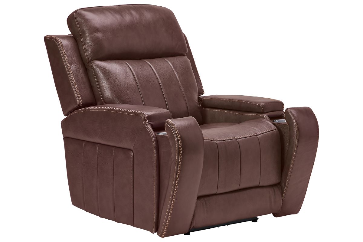 Maverick Brown Audio Triple Power Leather Recliner 7