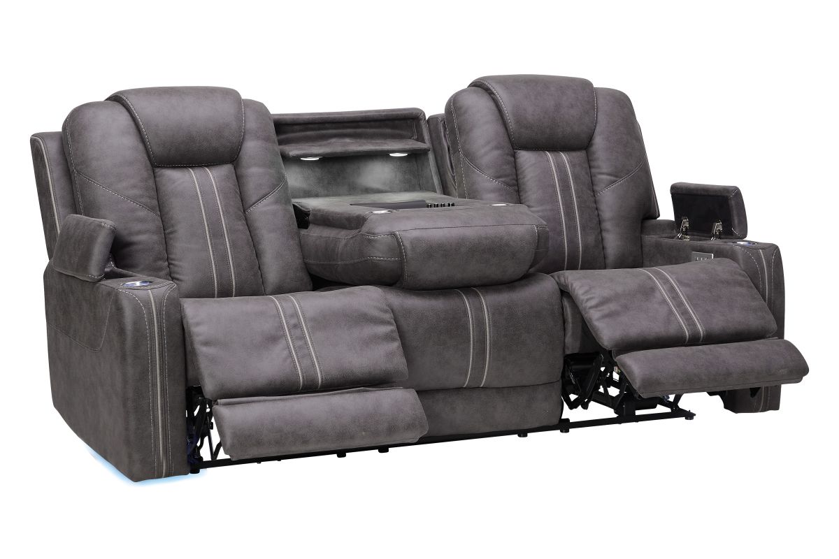 Maverick2 Grey Audio Triple Power Reclining Sofa 2