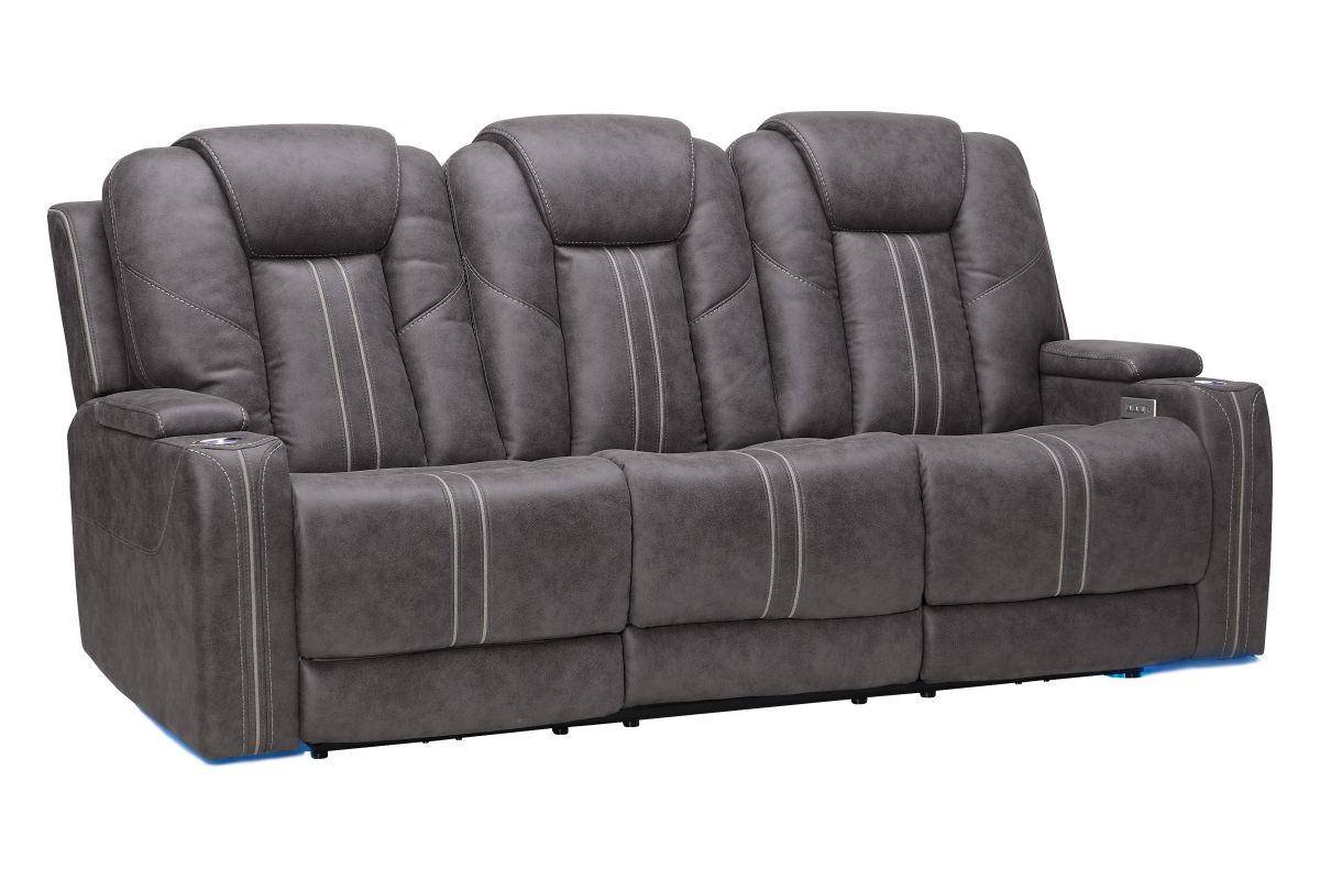 Maverick2 Grey Audio Triple Power Reclining Sofa 5
