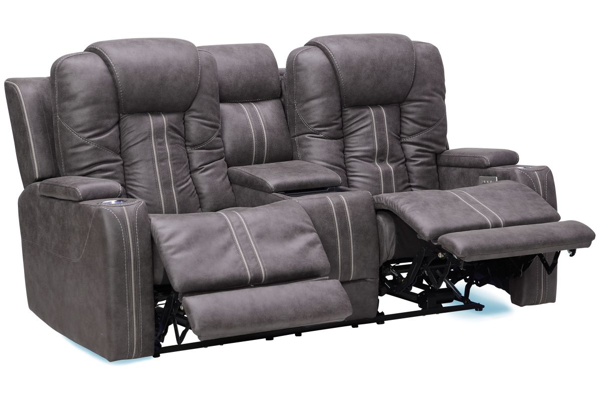 Maverick2 Grey Audio Triple Power Reclining Console Loveseat 5