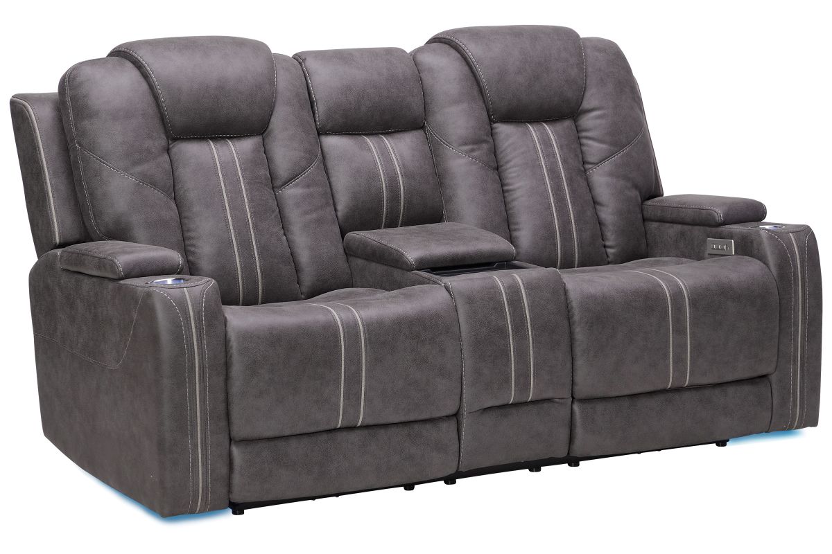 Maverick2 Grey Audio Triple Power Reclining Console Loveseat 2