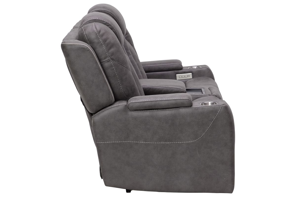 Maverick2 Grey Audio Triple Power Reclining Console Loveseat 6
