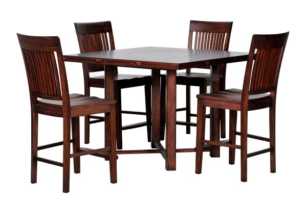 Mahogany Extendable Gathering Table + 4 Stools
