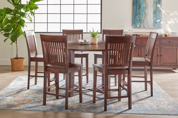 Mahogany Extendable Gathering Table + 6 Stools 