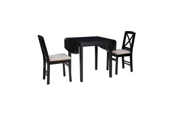 Torino Black 3 Pc Drop Leaf Dining Set