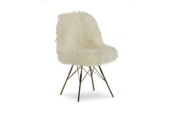 Daisy Faux Flokati Chair With Gold Legs