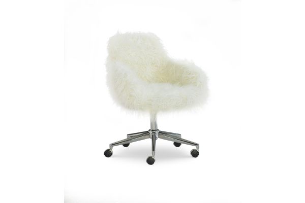 Dawson Wht Faux Fur Barrel Office Chair
