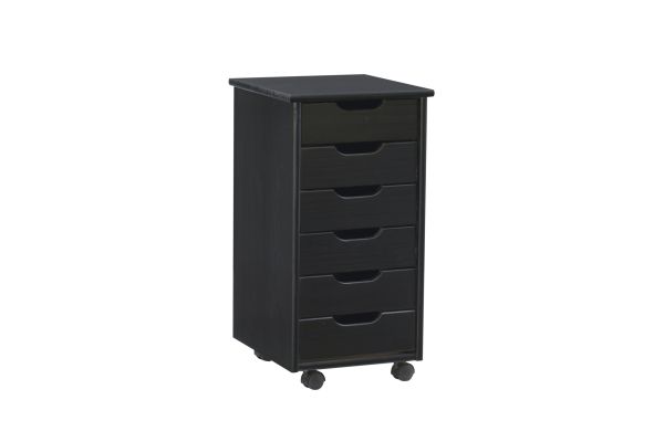 Rudy Black Rolling Storage Cart 6Dr