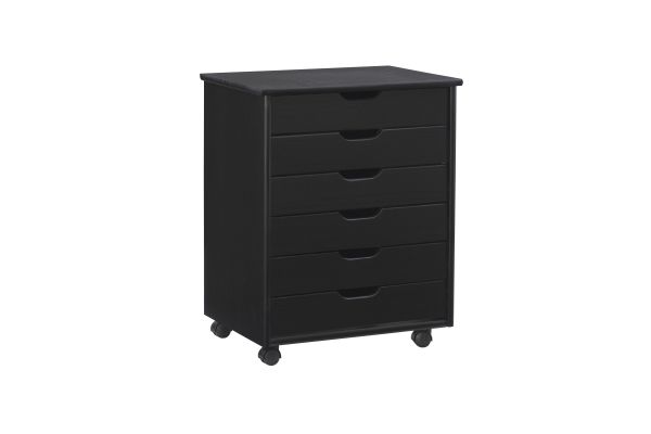 Rudy Black Wide Rolling Storage Cart 6Dr