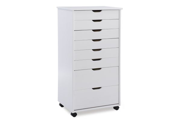 Rudy White Rolling Storage Cart 8Dr