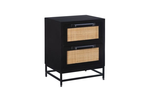Raphael Black Cane Two Drawer Table