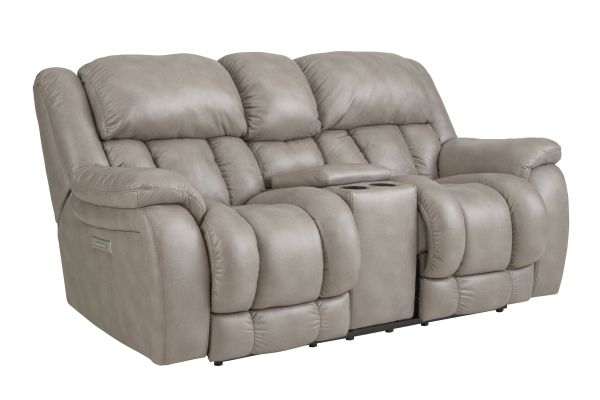 Weston Grey Triple Power Reclining Console Loveseat