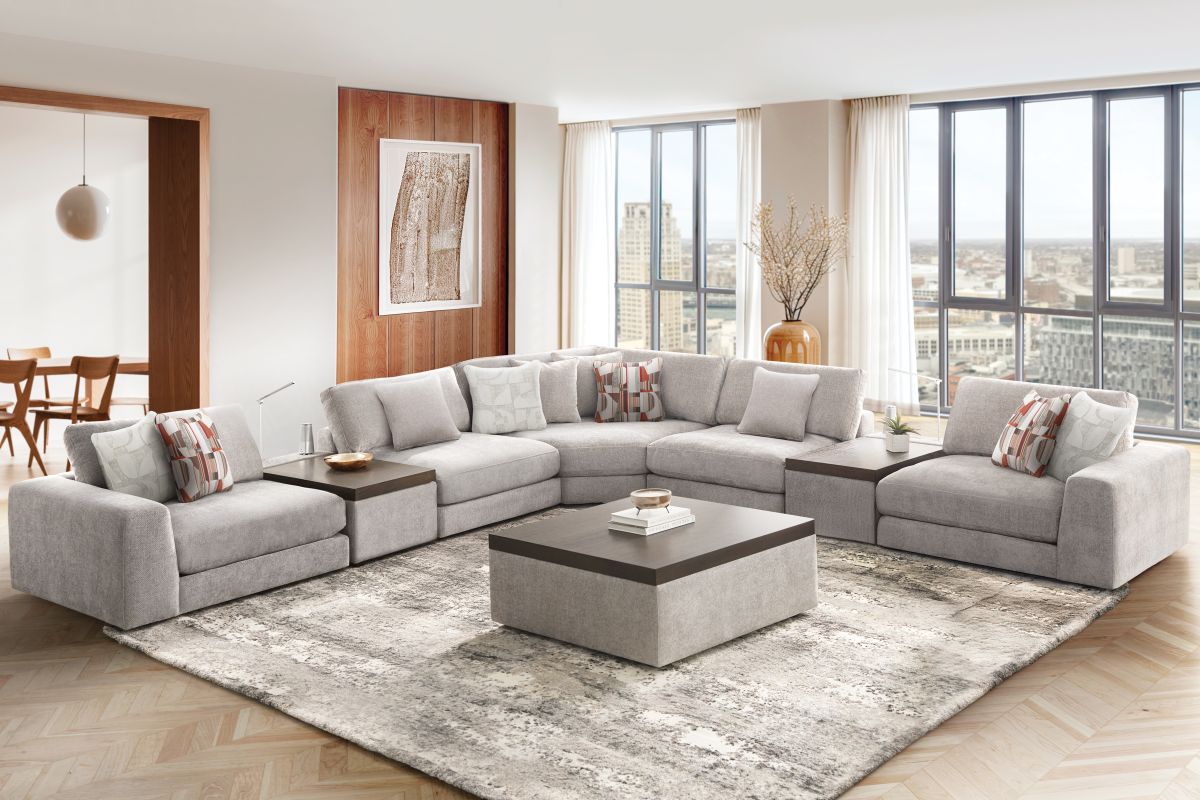 ModularThree Grey 7-Piece Sectional with 2 Media Consoles  2