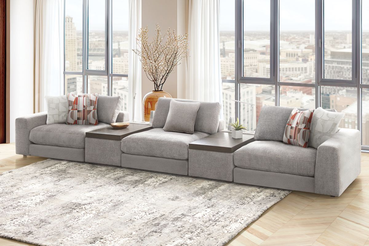 ModularThree Grey 5-Piece Theater Sectional with 2 Media Consoles 2