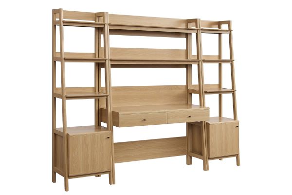 Bixby 3-Piece Wood Office Desk and Bookshelf 