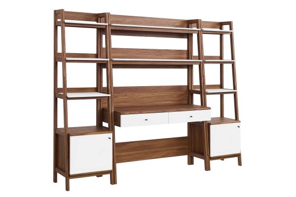 Bixby 3-Piece Wood Office Desk and Bookshelf 