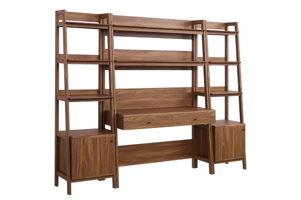 Bixby 3-Piece Wood Office Desk and Bookshelf 