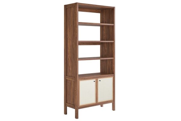 Capri 4-Shelf Wood Grain Bookcase 