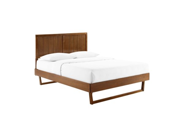 Alana Wood Full Platform Bed With Angular Frame 